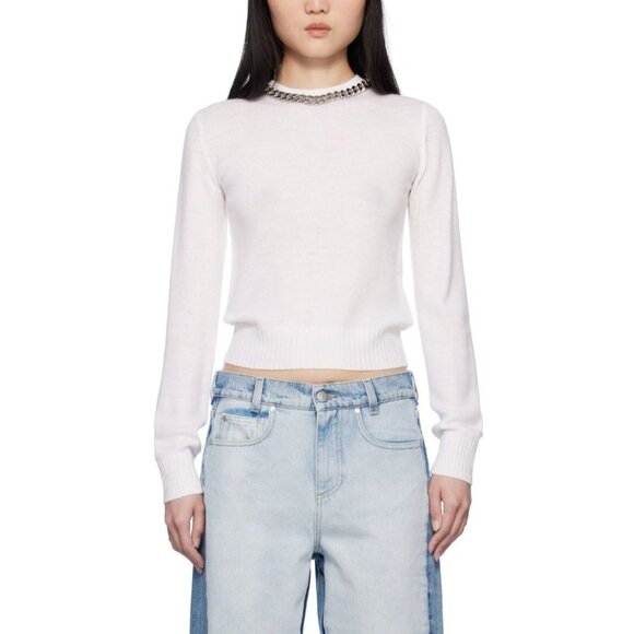 Stella McCartney Falabella Chain Fine-Knit Sweater, Off-White, Size Extra Small - Picture 1 of 10